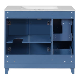 English Elm 36" Modern Bathroom Vanity with Ceramic Sink, Soft-Close Doors, Double-Layer Drawer & Storage Elegance Blue N729P289163C