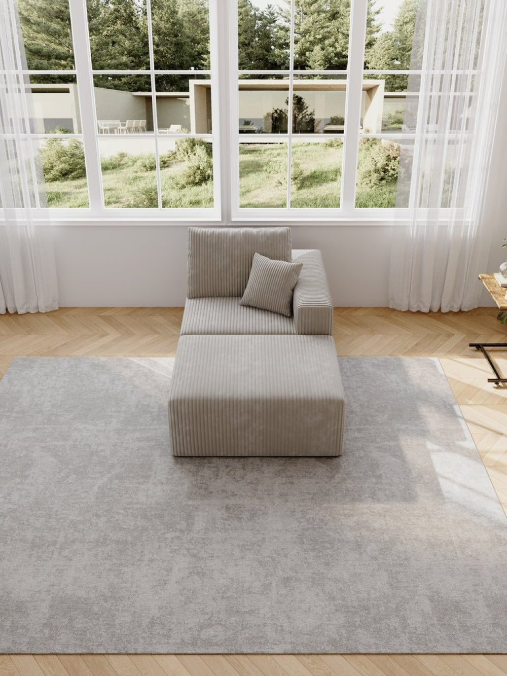 English Elm Single Corduroy Modular Seat Unit Cloud Cushion Comfort for Living Room Sectionals Grey W2656P312086