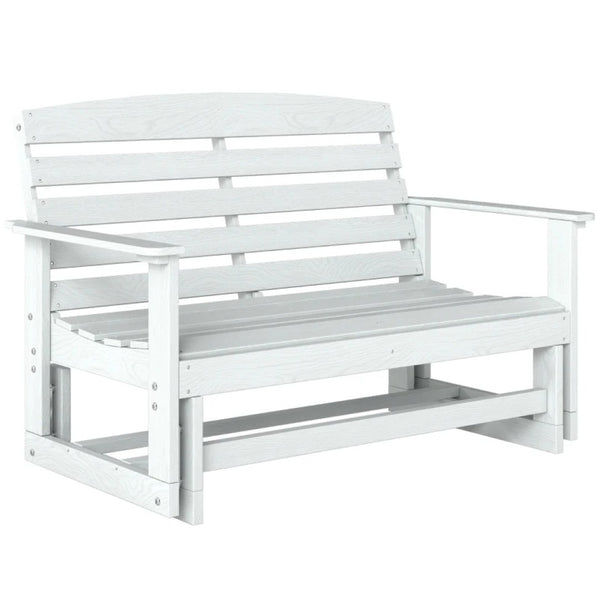 English Elm Double Outdoor Glider Bench Weatherproof Hdpe Slatted Farmhouse Porch Loveseat for Two White T3971P459236