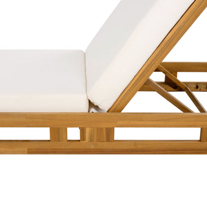 English Elm Christopher Knight Home® - Lounge Chaise Set - Adjustable Acacia Wood With Water-Resistant Cushions For Ultimate Comfort Outdoors N770P272405T_N770P285267C