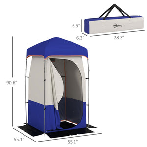 English Elm Outsunny Privacy Shower Tent for Camping with Solar Bag Rainfly and Carry Tube Blue W2225P200367