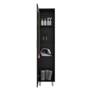 English Elm Natural Finish Slim Tall Cabinet with Fixed Shelves for Laundry and Utility Rooms Walnut B062P476866