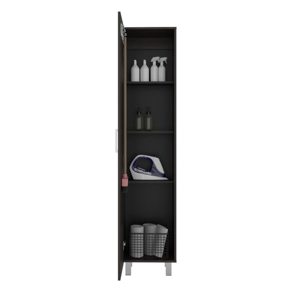 English Elm Natural Finish Slim Tall Cabinet with Fixed Shelves for Laundry and Utility Rooms Walnut B062P476866