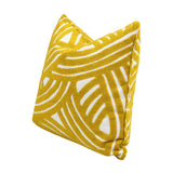 English Elm La Broderie 20" Square Embroidered Throw Pillow & Feather Down Insert, Brushstroke Yellow Embroidery