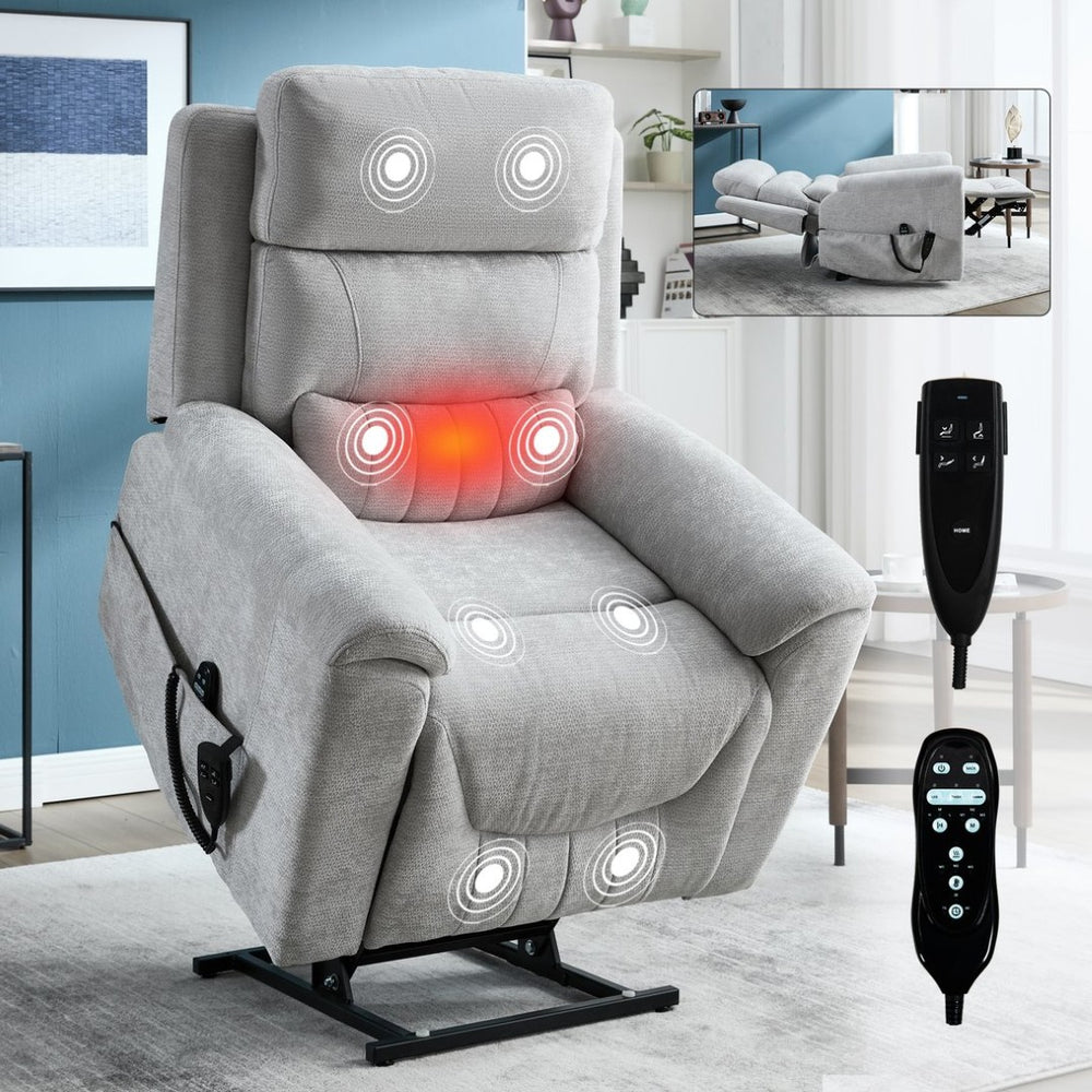 English Elm Dual Motor Power Lift Recliner with Massage Heat and Leatherair Upholstery 350 Lb W3224S00020