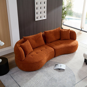 English Elm Wks7c Curved Modular Sofa Solid Wood Frame Fabric Upholstery Seats 4 Living Room Orange W2085S00060