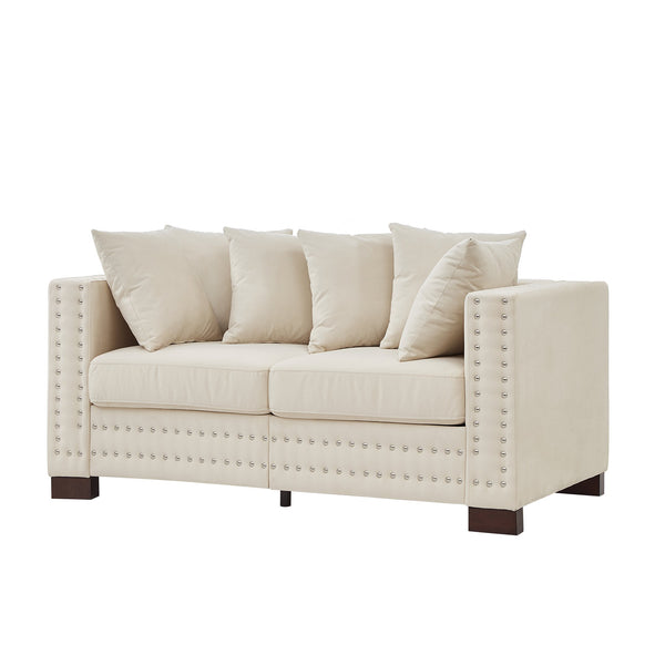 English Elm Modern Velvet Loveseat With Square Armrests & Silver Nailhead Trim - Stylish Storage & Comfort! W1097S00181