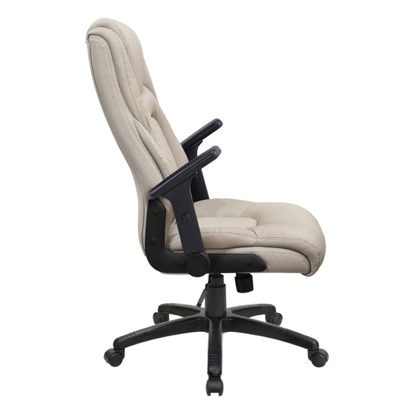 OSP Home Furnishings Exec High Back Bonded Leather Office Chair with Lumbar Support and Pneumatic Lift Taupe EC93580-EC21