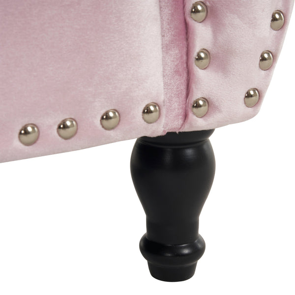 English Elm Christopher Knight Home® - Velvet Luxe Storage Ottoman Bench with Nailhead Trim and Plush Cushion — Durable, Spacious Seating Baby Pink N769P186110P