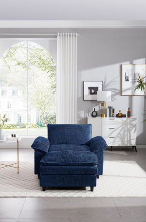 English Elm Accent Chair With Ottoman - Luxurious Chenille Lounge Chair For Living Room, Bedroom, Or Office W2100S00107