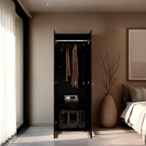 English Elm FM Tolleson 3-Door Tall Wardrobe Cabinet with Full-Length Rod, 4 Shelves, Scratch-Resistant Finish Walnut 71.26 L x 20.08 W x 5.12 H B128P361086