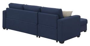 English Elm Wallace & Bay - Blue Reversible Pop-Up Sleeper Sectional with Navy Contemporary Design, Solid Wood, Easy Care, 87.5" Wide B2709S00031