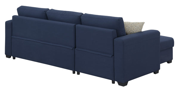 English Elm Wallace & Bay - Blue Reversible Pop-Up Sleeper Sectional with Navy Contemporary Design, Solid Wood, Easy Care, 87.5" Wide B2709S00031