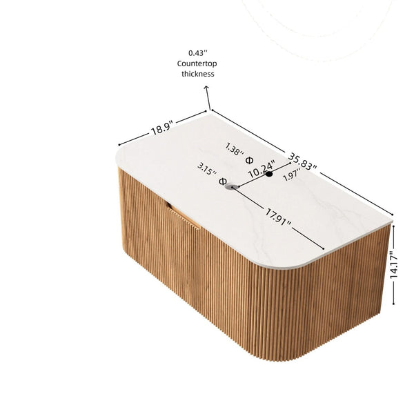 English Elm Nyah Wall Mounted Bathroom Vanity Cabinet with Led Lighting and Soft Close Drawer W2615P345284
