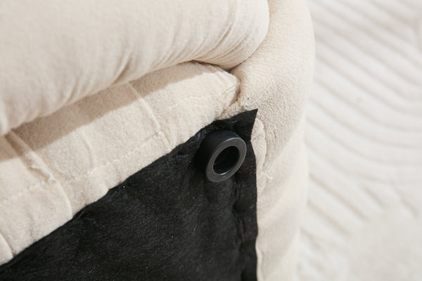 English Elm 060-Chenille Plush Knot Ottoman Stool with Foam Fill & Wooden Frame — Stylish, Comfortable Indoor Seat (No Assembly) Beige W527P239023