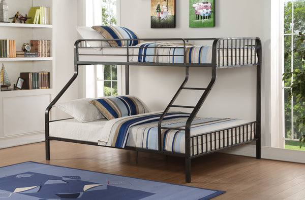 English Elm Caius Gunmetal Twin XL/Queen Bunk Bed Metal Frame with Built-In Ladder, Guardrail & 330lb Capacity B2726S00343