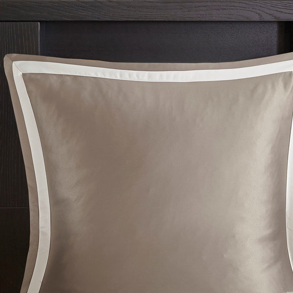 English Elm 8 Piece Jacquard Comforter Set - Elegant Tan/Ivory Cal King Set With Decorative Pillows & Shams B035128890