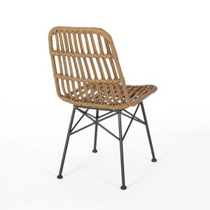 English Elm Sawtelle Outdoor Dining Chair Set Rattan Wrapped Metal Frame Patio Seating 65487.00LBRN
