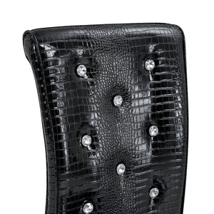 English Elm Set of 2 Glam Faux Alligator Pvc Dining Chairs with Crystal Buckle Bow Legs Black W3875P371065