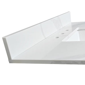 English Elm 37-inch Carrara Quartz Vanity Top Undermount Sink Backsplash Stain Resistant Bath W2699P459406