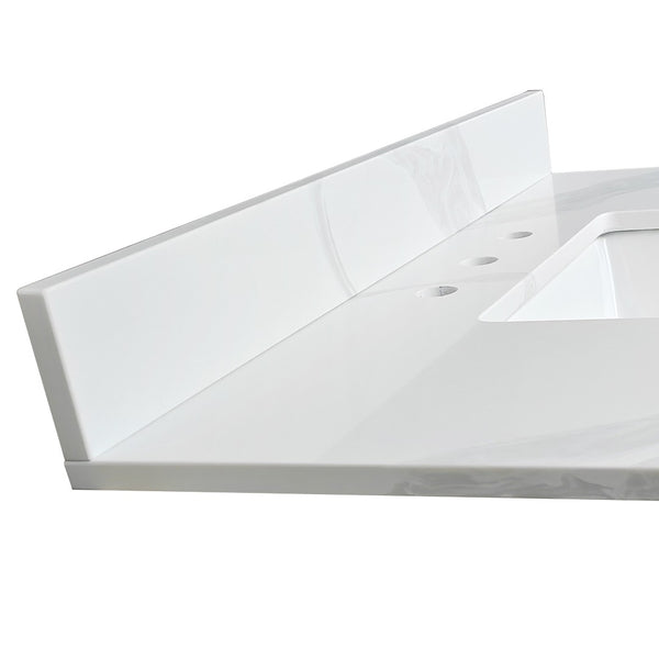 English Elm 37-inch Carrara Quartz Vanity Top Undermount Sink Backsplash Stain Resistant Bath W2699P459406