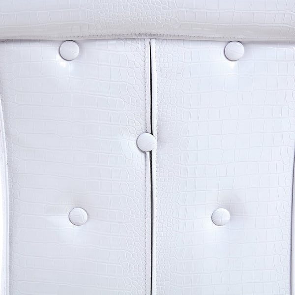 English Elm A Set of 2 Crocodile Embossed Pvc Barstools with Crystal Clasp Detail for Home Bars White W3875P383108