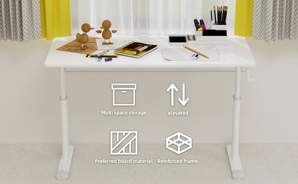 English Elm Adjustable Study Desk For Home & Office – Ergonomic Height-Adjustable Design, Compact & Stylish Workspace W1935P338371