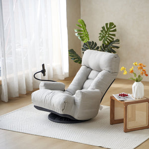 English Elm Adjustable ergonomic gaming lounge chair with 360° swivel, spring seat comfort and phone holder Gray W244P172639