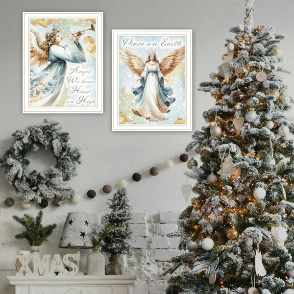 English Elm Trendy Decor 4u Holiday Angels Typography Two Panel Framed Print for Seasonal Home Walls B067P252303