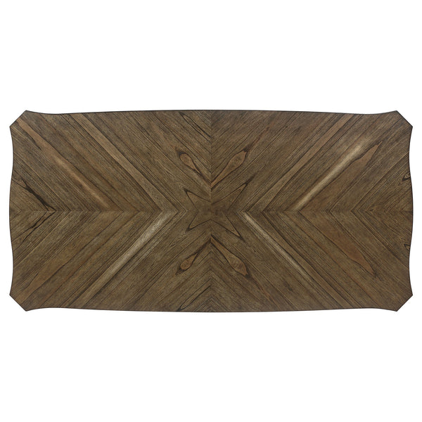 English Elm Seaside Nutmeg Starburst Dining Table in Rustic Cream Finish with Arched Ladder Back Charm, Cozy Upholstery B062P358242