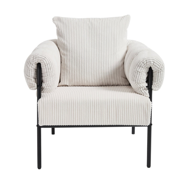 English Elm TS Modern decorative chair with plush teddy fleece upholstery and gold metal legs for luxe comfort and style Creamy White W2311P308063