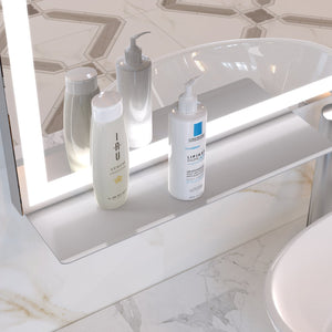 English Elm 32x40 LED Bathroom Vanity Mirror Silver Frame IP44 Anti-Fog Touch Dimmer Memory Tray Modern Smart W708P176758