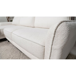English Elm Granholm Teddy Bear Fabric Sectional Sofa with Curved Arms and Tapered Wood Legs B062S01454