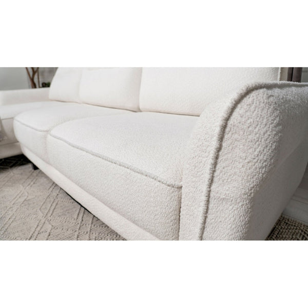 English Elm Granholm Teddy Bear Fabric Sectional Sofa with Curved Arms and Tapered Wood Legs B062S01454