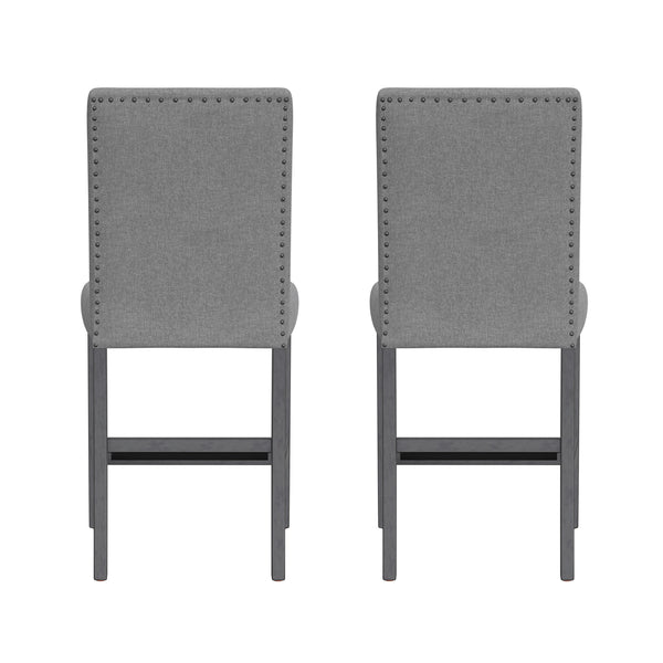 English Elm Wallace & Bay - Gray Upholstered Barstools Set of 2 – Transitional Walnut Ash Engineered Wood, Comfortable Tall Seating 39.5" B2709P212268