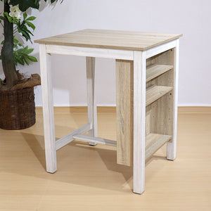 English Elm 3 Piece Counter Height Dining Set with Shelving Cushioned Stools Modern Farmhouse Kitchen Ameican White Oak,Ancient White W2537P369837