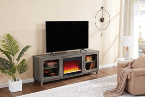 English Elm Sestriere 70 Inch Electric Fireplace Tv Stand with Walnut Finish and Cabinet Storage B2749P413269