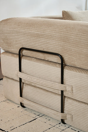 English Elm Convertible Sleeper Sofa Bed with Corduroy Upholstery, 4‑in‑1 Folding Couch Mattress, Space‑Saving Lounge Beige W3434P346244