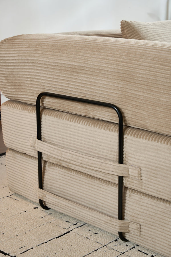 English Elm Convertible Sleeper Sofa Bed with Corduroy Upholstery, 4‑in‑1 Folding Couch Mattress, Space‑Saving Lounge Beige W3434P346244