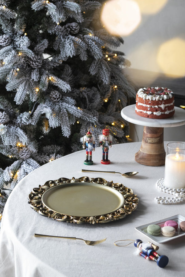 English Elm 6 Plastic Charger Plates Set 14" - Premium Medium-Weight Dinner Chargers for Stylish Table Settings Gold W2078P234117