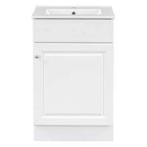 English Elm Christopher Knight Home® - 20" Bathroom Vanity with Ceramic Sink and Soft-Close Door, Gold Knob, Adjustable Shelf Storage White N759P237946K