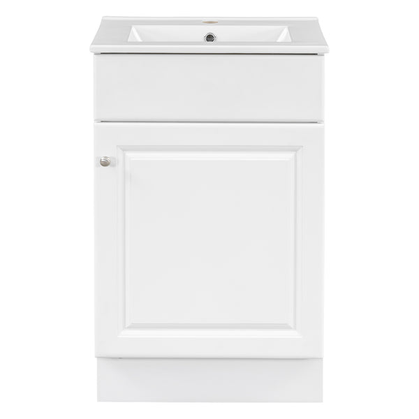 English Elm Christopher Knight Home® - 20" Bathroom Vanity with Ceramic Sink and Soft-Close Door, Gold Knob, Adjustable Shelf Storage White N759P237946K