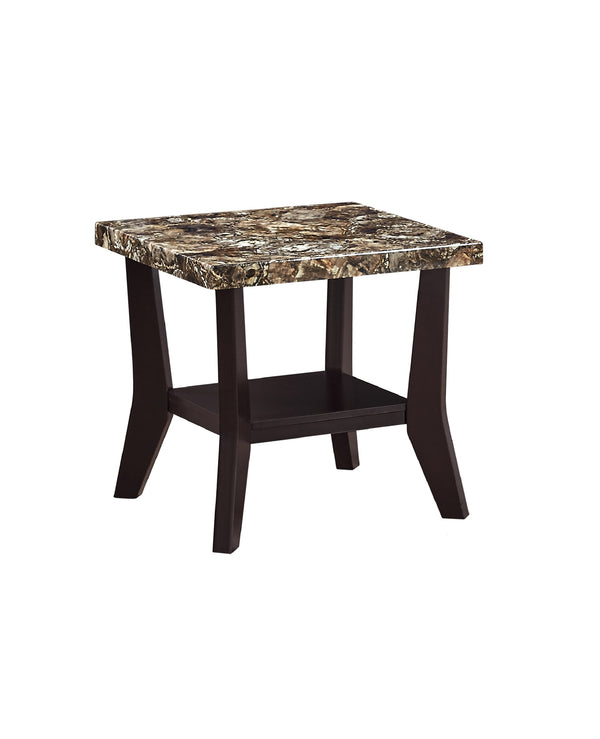 English Elm Faux Marble Tops 3-Piece Table Set with Built-In Shelves, Rectangular Coffee & Two End Tables Brown B011P405669