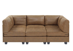 English Elm Faux Leather Modular Sectional Sofa Reconfigurable Pu Upholstery Living Room B2748S00046