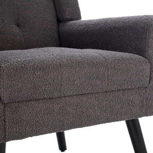 English Elm Modern Pu Leather Ergonomic Accent Chair with Padded Arms and Matte Black Legs Grey W676P172469