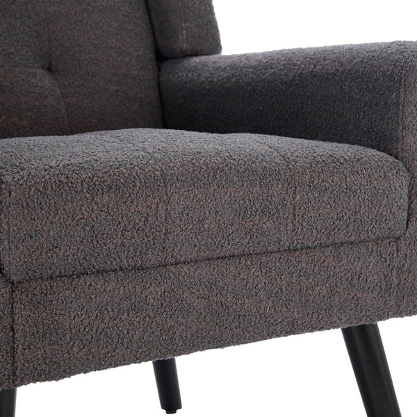 English Elm Modern Pu Leather Ergonomic Accent Chair with Padded Arms and Matte Black Legs Grey W676P172469