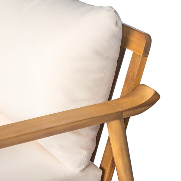 English Elm Christopher Knight Home® - Mid-Century Outdoor Lounge Chair Teak with Plush Cushions, Weather-Resistant Solid Wood for Patio Comfort N767P254923T