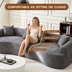 English Elm Curved Chenille Modular Sectional Sofa Boneless High-density Foam for Apartment Living Grey W3728S00008