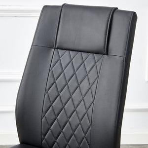 English Elm Table 31.5-Inch Round Dining Set With Elegant White Marble Top & 4 Black Pu Chairs, Gold Legs W1151S02492-GIGA