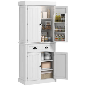 English Elm Homcom 71" Smart Kitchen Pantry Cabinet With Motion Sensor Light, Adjustable Shelves & Ample Storage W2225P249917